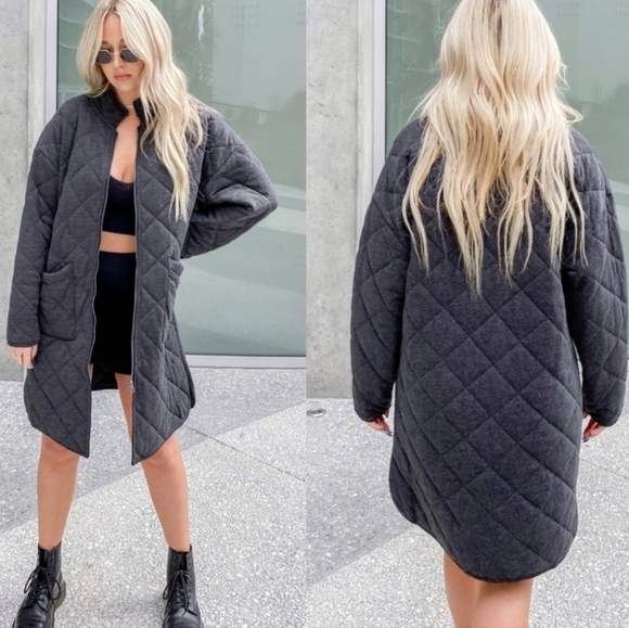 Z Supply Catharina Quilted Zip Jacket in dark grey Onyx size XS‎ - Picture 1 of 9